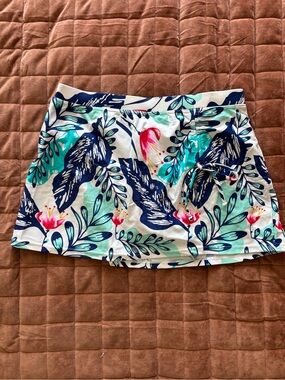 Floral Drawstring Skirt- Navy, Teal & Pink
